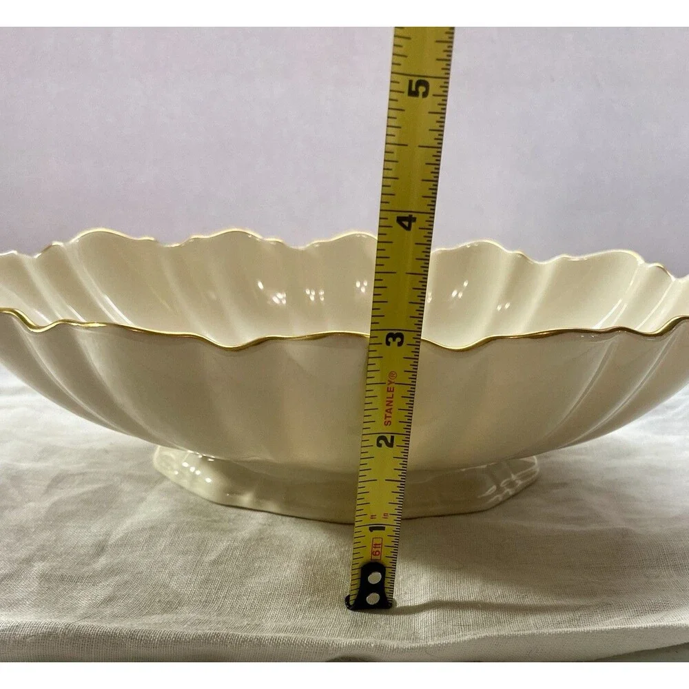 Vintage Lenox Holly And Berry Christmas Centerpiece Bowl Footed With Gold Trim
